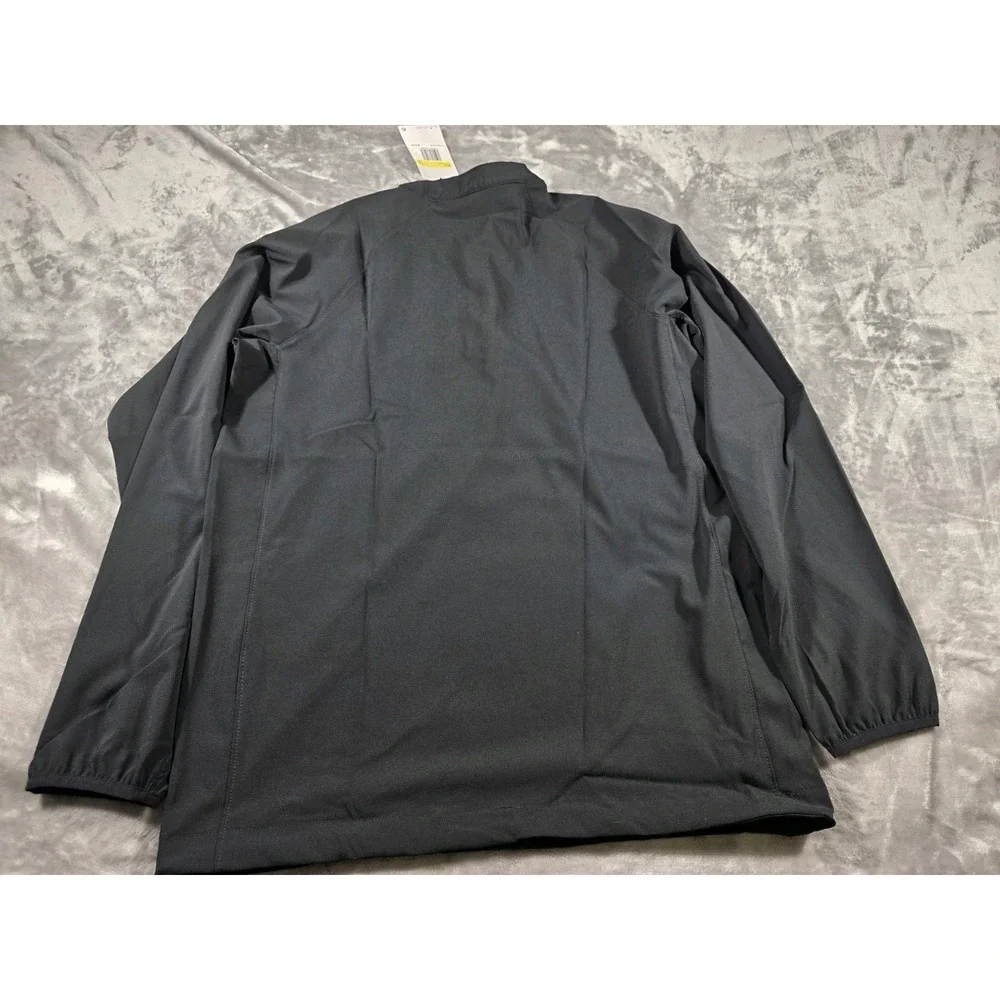 NWT Nike Long Sleeve Baseball Wind Shirt‎ Mens Small Henley Black w/ Zip Pockets
